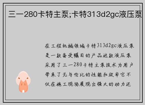 三一280卡特主泵;卡特313d2gc液压泵