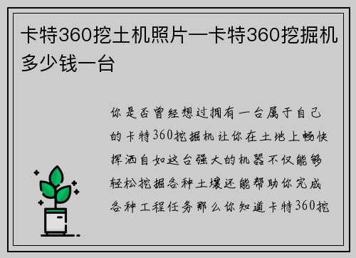 卡特360挖土机照片—卡特360挖掘机多少钱一台