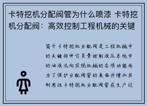 卡特挖机分配阀管为什么喷漆 卡特挖机分配阀：高效控制工程机械的关键